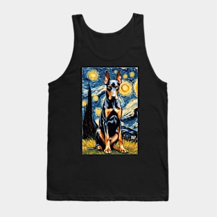 Doberman Pinscher Painting Dog Breed in a Van Gogh Starry Night Art Style Tank Top